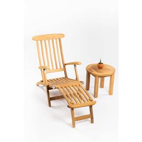 deckchair ligstoel met tafeltje teak hout