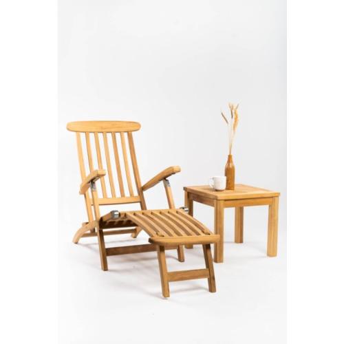 deckchair ligstoel met tafeltje teak hout